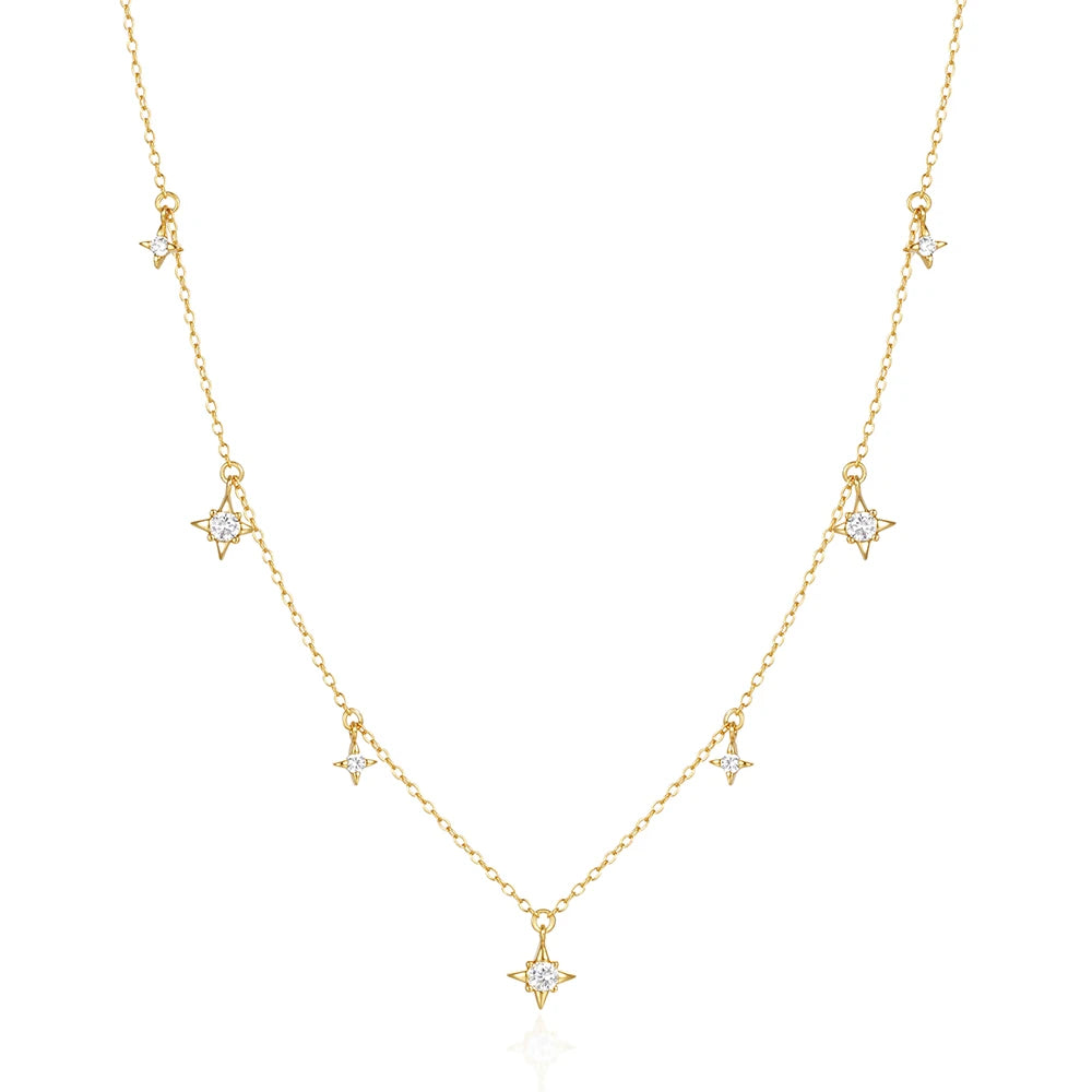 CANNER Jewelry Minimalist 925 Sterling Silver Cz Starnecklace Exquisite 18k Gold Star Charm Necklace for Woman