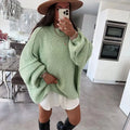 EU/US Cross-Border Women's Sweater - Elegant Office Solid Crew Neck Classic Commute Knit Top-3