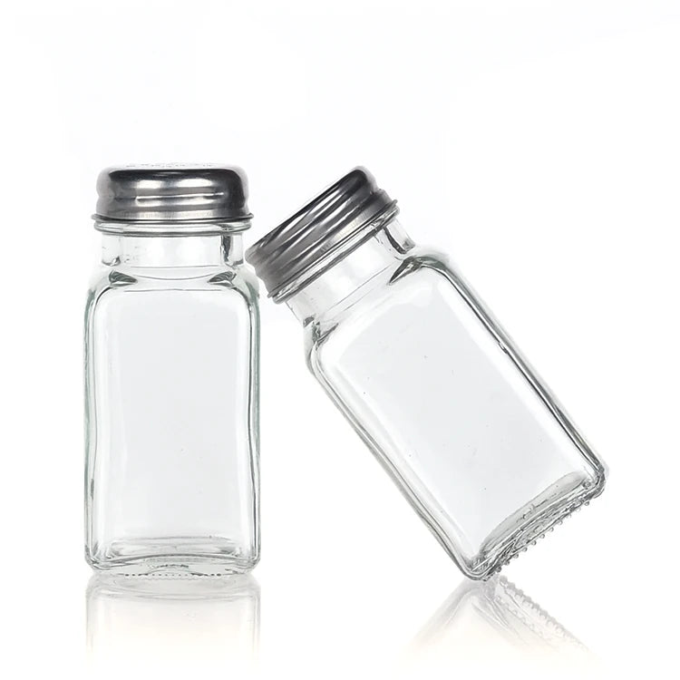 24 Pcs Empty Square Glass Spice Jars Bottles Containers Unique Glass Spice Jar Set