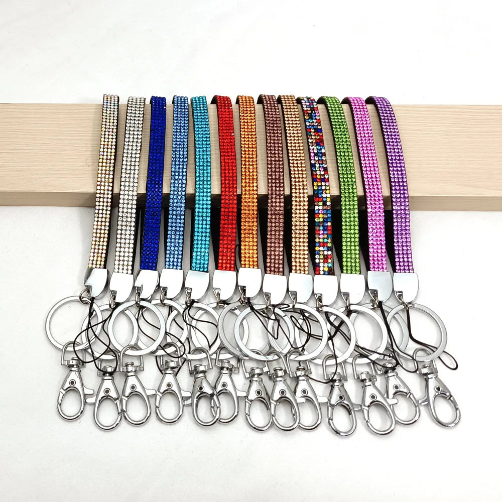 Wholesale Cute Rhinestone Keychain Lanyard rainbow Designer Cars Lanyard Keychain Bulk Keychains