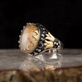 Men's Luxury 925 Sterling Silver Ring Detailed with Yemen Agate for Wedding Engagement Party Gift Made in Turkey