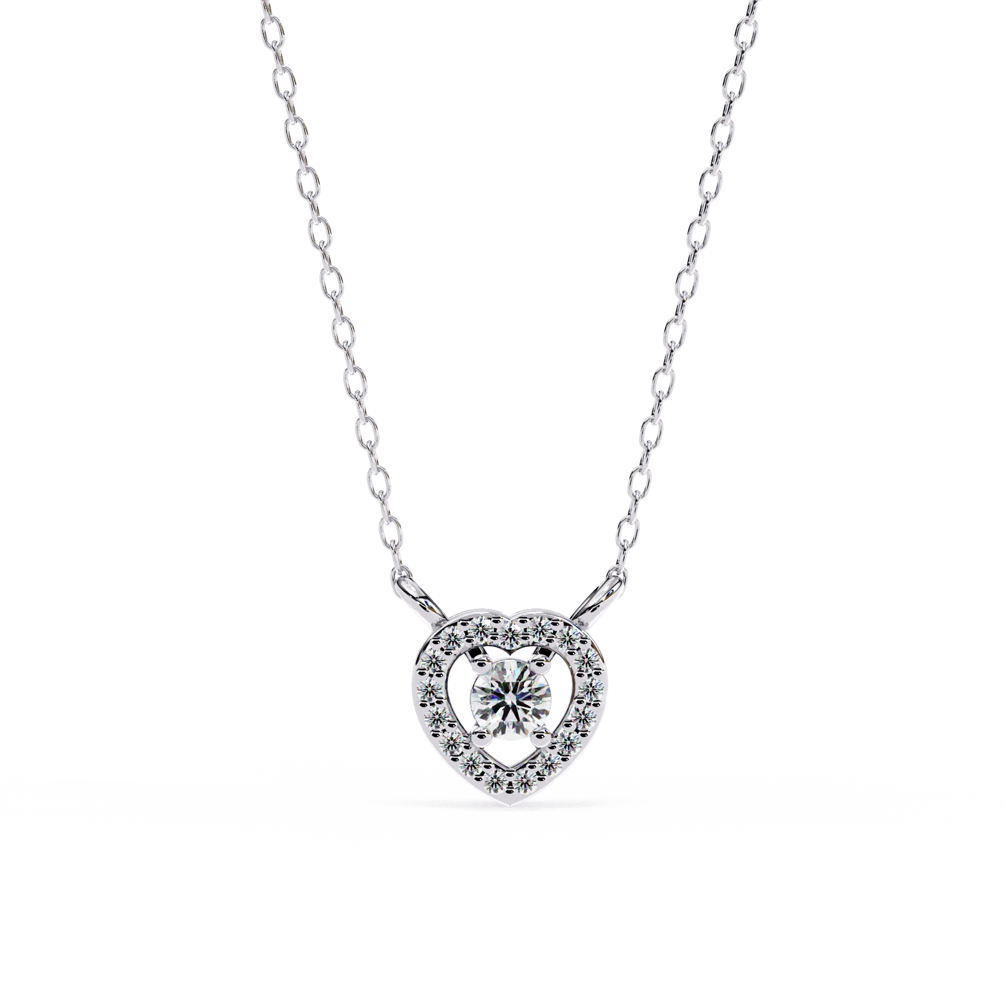IGI Certified Cut Classic Heart Shape Luxury Lab Grown Moissanite Pendant Necklace Sterling Silver Wedding Setting