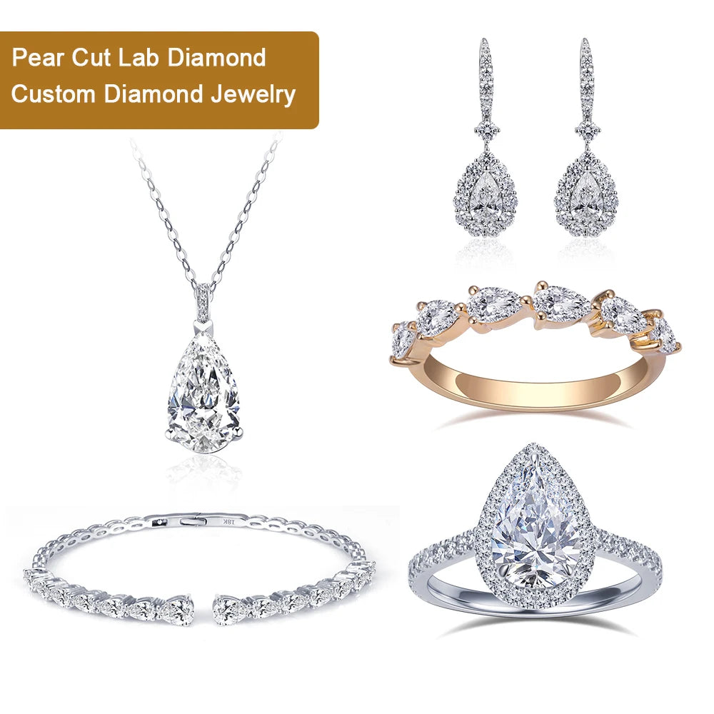 Messi Gems Custom Fine Jewelry 14K 18K Gold Luxury Engagement IGI Certificate Pear Cut Lab Grown Diamond Ring MegaBDM