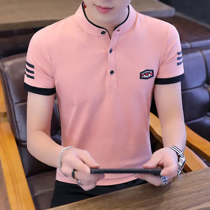 Men Polo Men Shirt Short Sleeve Polo Shirt Contrast Color Polo New Clothing Summer Streetwear Casual Fashion Men Tops