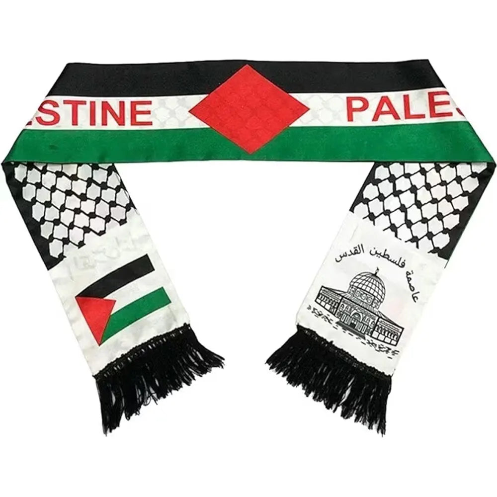 Hot Selling Palestine Flag Scarf Custom Design Printed Knitting Polyester Cheap Palestine Flag Scraf