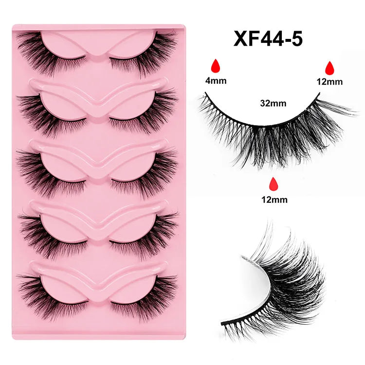 5pairs Comfortable Synthetic Material Eyelashes Easy to Wear Wholesale Lashes 3D Wispy Natural Look Cat Eye Full Strip Eyelashes
