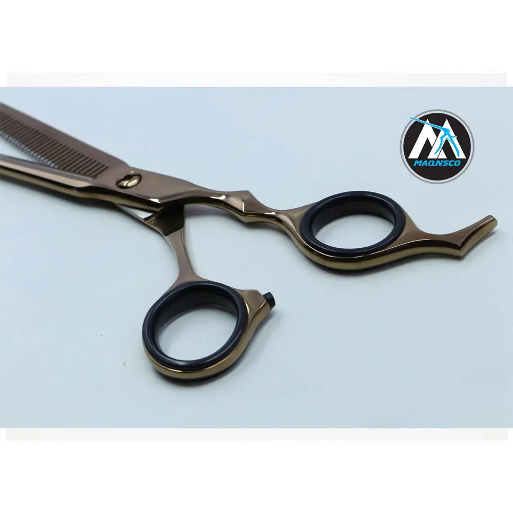 7INCH  Hair Thinning Scissors Professional Texturizing Shears Japanese 440C Steel Offset Crane Handle (RoseMist Gold)