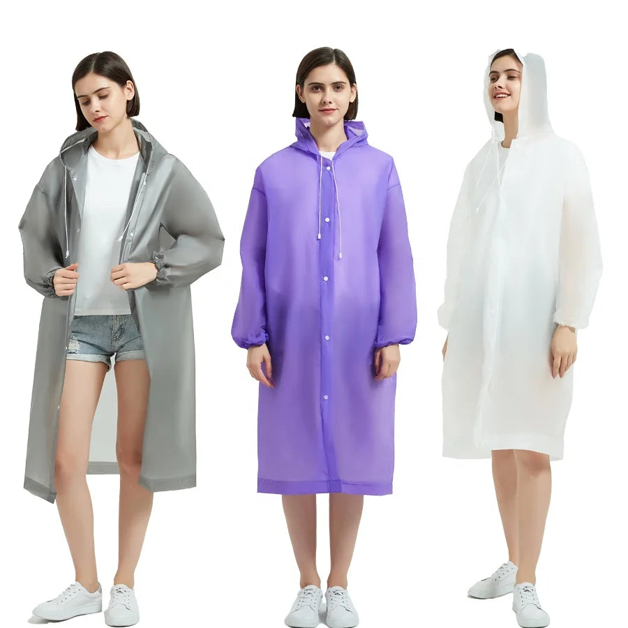 Custom Logo Print Emergency Transparent EVA Raincoat Eco Friendly Reusable Raincoat Colorful Rain Poncho Rain Coat for Outdoor