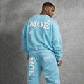 Trendy Rhinestone Distress Embroidery Tracksuit Set Men's Streetwear Sweatshirts And Jogger Suit OEM Wholesale Clothing OEM USA