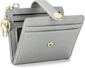 Women's Fashion Slim RFID Blocking Bifold Credit Card Holder Linen Lined Wallet Zipper Coin Pocket ID Window Keychain Short