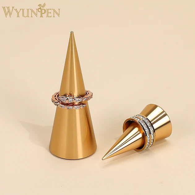 WYP New Design Luxury Ring Display Golden Metal Cone Decoration Jewelry Display Ring Storage Rack Jewelry Holder