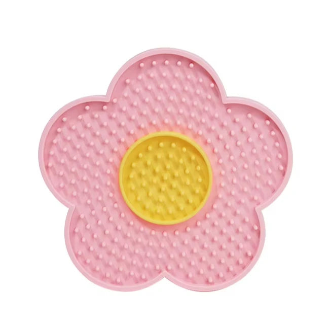Modern Style Flower Silicone Dog Lick Mat Plate BPA-Free Waterproof Slow Feeding for Bathing & Training Use
