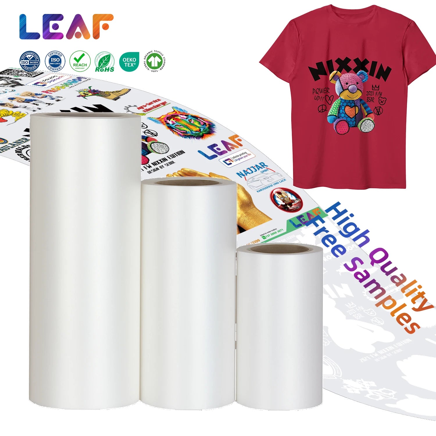 LEAF 60CM 30CM A3 DTF PET Film Hot Peel/Cold Peel Single & Double Side for T-Shirt Heat Transfer Printing Logo Transfer