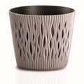Sandy Round plastic pot in mocha color 15.8 (length) x 15.8 (width) x 13.8 (height) cm
