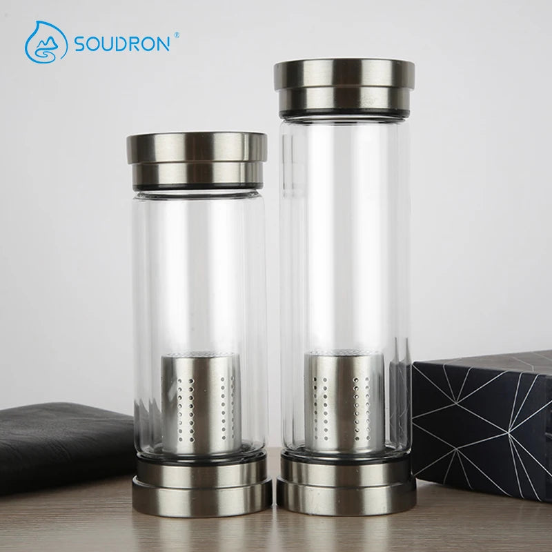 Alkaline Glass Water Bottle pH 8-9.5 with Mineral Stone Filter for Car Use-Neutralize Acid & Enjoy Healthy Life