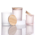 Wholesale Transparent Clear Empty Round Glass Candle Vessels Container Jar With Bamboo Metal Lid
