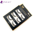 Wholesale Handmade 3-Pairs 3D Faux Mink Eyelashes Naturally Long False Eyelashes with Black Paper Box