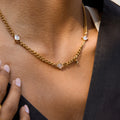 J&D Sweet and Romantic Necklace with White Square Zircon Pendant Stainless Steel Gold Jewelry Gift MegaBDM