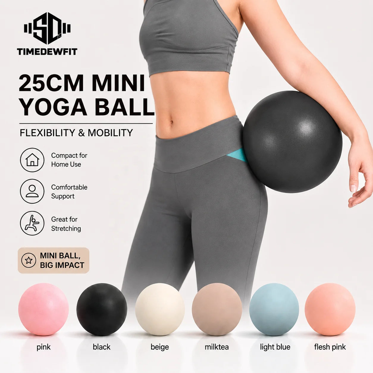 Custom 8' 25cm Pilates Ball Anti Burst Mini Yoga Ball Small Therapy Gym Ball Pelota De Yoga Balles De Pilates Barre Workout Ball