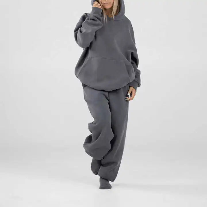 OEM Design Men's Tech Fleece Sweatsuit Zinc Blue Full Zip Hooded Joggers Sweatpants 69% Cotton 31% Polyester Plus Size Winter