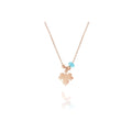 925 Sterling Silver Fine Pendant Necklace Stylish Aquamarine-Styled Plane Leaf Design TR
