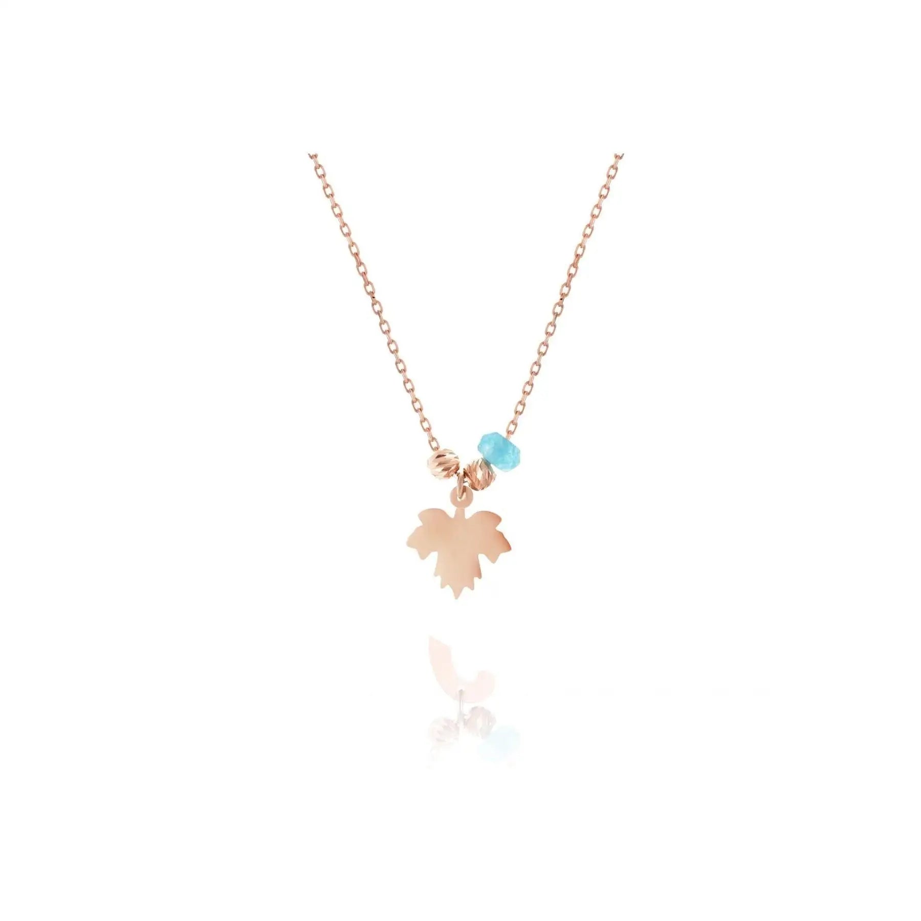 925 Sterling Silver Fine Pendant Necklace Stylish Aquamarine-Styled Plane Leaf Design TR