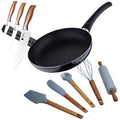 PIXEL Chef Sauce Pan Set (24x4.5cm) + 3 Stainless Steel Knives with Magnetic Holder + 5 Silicone Kitchen Utensils