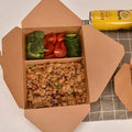 Compartment Paper Folders Custom Lunch Box with Printed Logo Handle Recyclable Disposable Take Out Fast Food Salad Sandwich