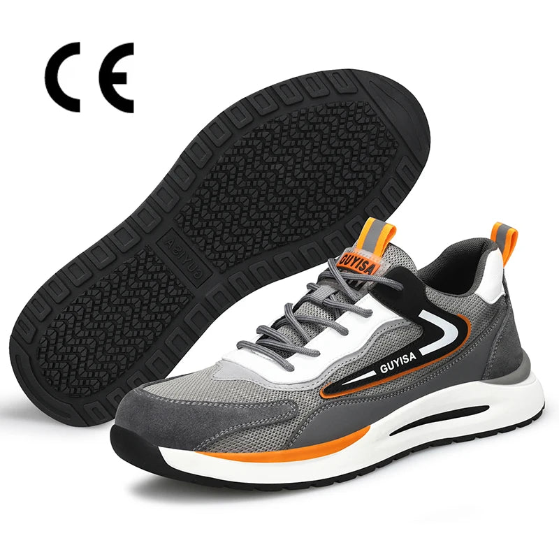GUYISA Brand Labor protection Shoes Men's Fashion Design Non-slip Anti-samsh Outdoor Work Steel Toe Safety Shoes