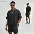 Snow Wash Men's T-shirt Summer New Arrival Boxy Fit Hand Distressed Washed Vintage 350GSM Heavyweight Short Sleeve Top