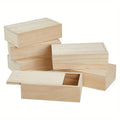 Unfinished Rectangle Wood Gift Storage Box Carved Slide Lid Case for Christmas Wedding Party for Jewelry Blank Wood Case