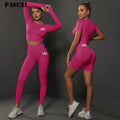 PASUXI Custom Gym Yoga Fitness Set Sport Wear Women Workout 2pcs Yoga Sets Short Top High Waist Leggings Activewear MegaBDM