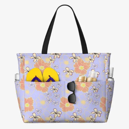 Dropshipping Low Price Waterproof Luggage Travel Bags Hawaiian Island Hibiscus Flowers Design Custom Print Large Tote Beach Bag