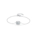 SL1705 925 Sterling Silver square Clear CZ Bracelet Pear Cut Link Chain Platinum Plated Bracelet for Women Wedding Jewelry