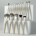 Professional Vegan Champagne Luxury Makeup Brush Set Eco-friendly Wooden Handle Skin-friendly Synthetic Hair-16Pcs for Face