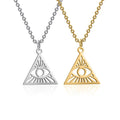 Non Tranish 18K Gold Triangle Eye Pendant Necklace for Women Girls Fashion Cut Out All Seeing Eye of Providence Necklace
