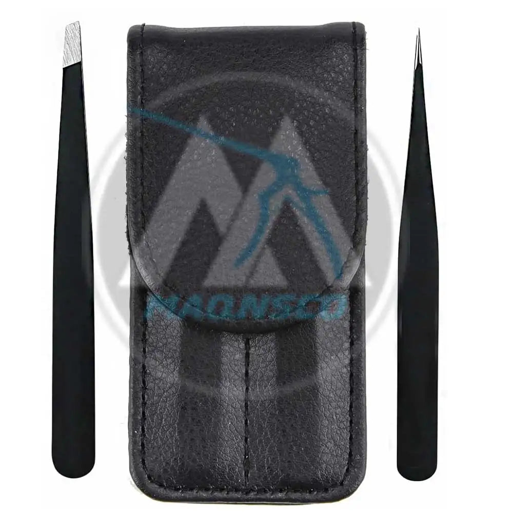 2pcs Maqnsco Professional Precision Eyelash Tweezers Women Stainless Steel Slanted Tip Durable 4in High-Temperature Eyelash