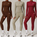 4PCS Breathable Spandex/Polyester Women's High Waist Workout Gym Fitness Yoga Sets Cut-Out Design Short Sleeve Crew