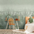 Germany Made Photo Wallpaper Murals for Kids' Bedroom & Gym Forest Green Grey Non Woven Sound-Absorbing Wall Mural 0.53x8.80m