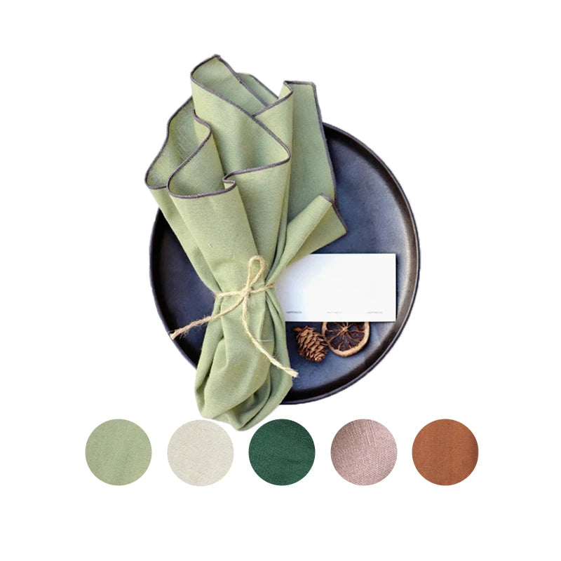 Simple Square Solid Color Edge Scarf Reusable Wedding Parties Restaurant Kitchens Food Decoration Wholesale Customized Letters