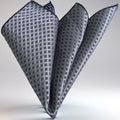 Exve Exclusive Gray Navy Blue Polka Dot Knit Pocket Square Made in Turkey