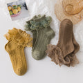 Girls Elegant Lace Brim Cotton Knit Socks for Autumn and Spring