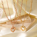 Rose Gold Titanium Steel Necklace 18k Gold Stainless Steel Double-Layer Heart-Shaped Pendant Necklace for Women