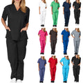 Oem Customized logo Design New Solid Color Pocket V-neck  Two-piece Suit Nursing Work Uniform Nursing Uniform