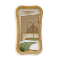 87X47cm Factory Direct Home Decoration Mirror Retro Art Natural Handmade Rattan Woven Wall Mirror