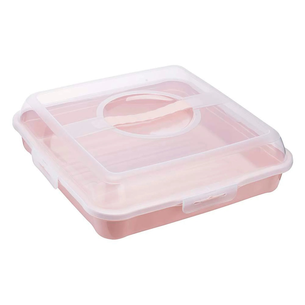 Enrico container for storing and transporting cakes muffins and other snacks square 34.5x34.5 Nordic pink