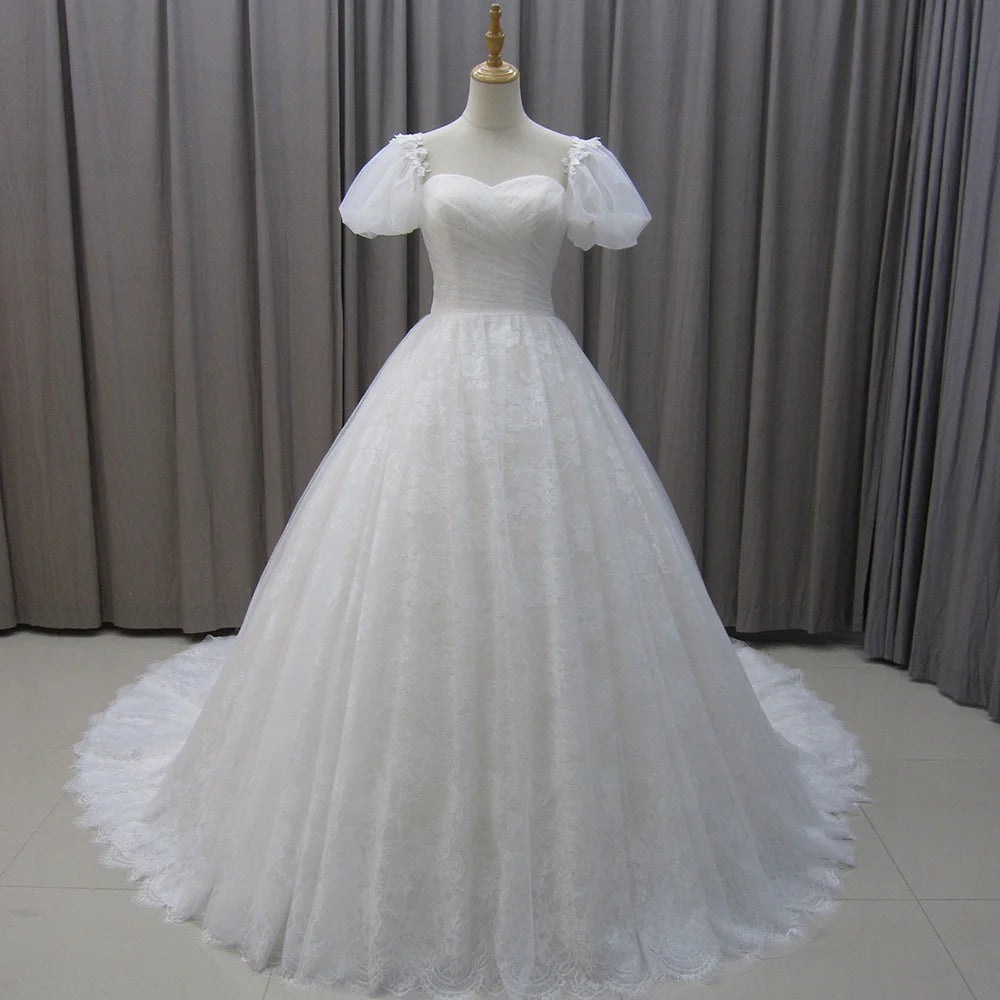 Jancember MZ0023 Stylish Two Wear Ruffle Lace Bridal Wedding Dresses for Women
