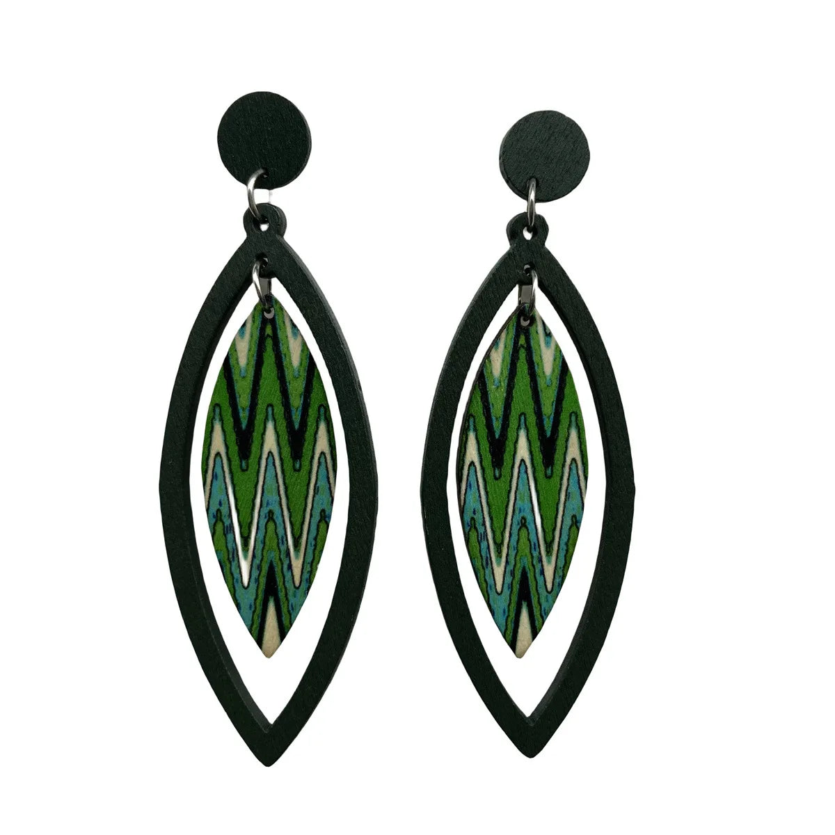 Handmade Bohemian Wooden Dangle Earrings for Women Lightweight Geometric Tribal Jewelry with Engraving for Wall Hanging