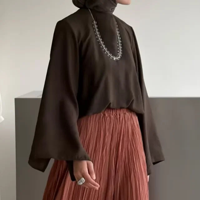 YKS010 Muslim Dress Wome Islamic Clothing Hijabs Traditional pleated skirt two-piece set features elegant summer full skirt MegaBDM
