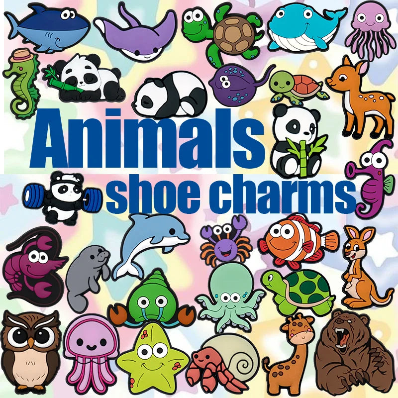 Customized Wholesale Cute Pvc Selva Sandal Accessories Animal Jellyfish Walrusshoes Decorations Crab Owl Bear Octopu Shoe Charms
